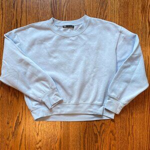 Zara Pale Blue Cropped Sweatshirt (Never Worn), Size Small